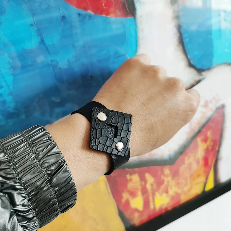 Новые модные кожаные браслеты с трещинами для женщин дизайнерские в стиле панк