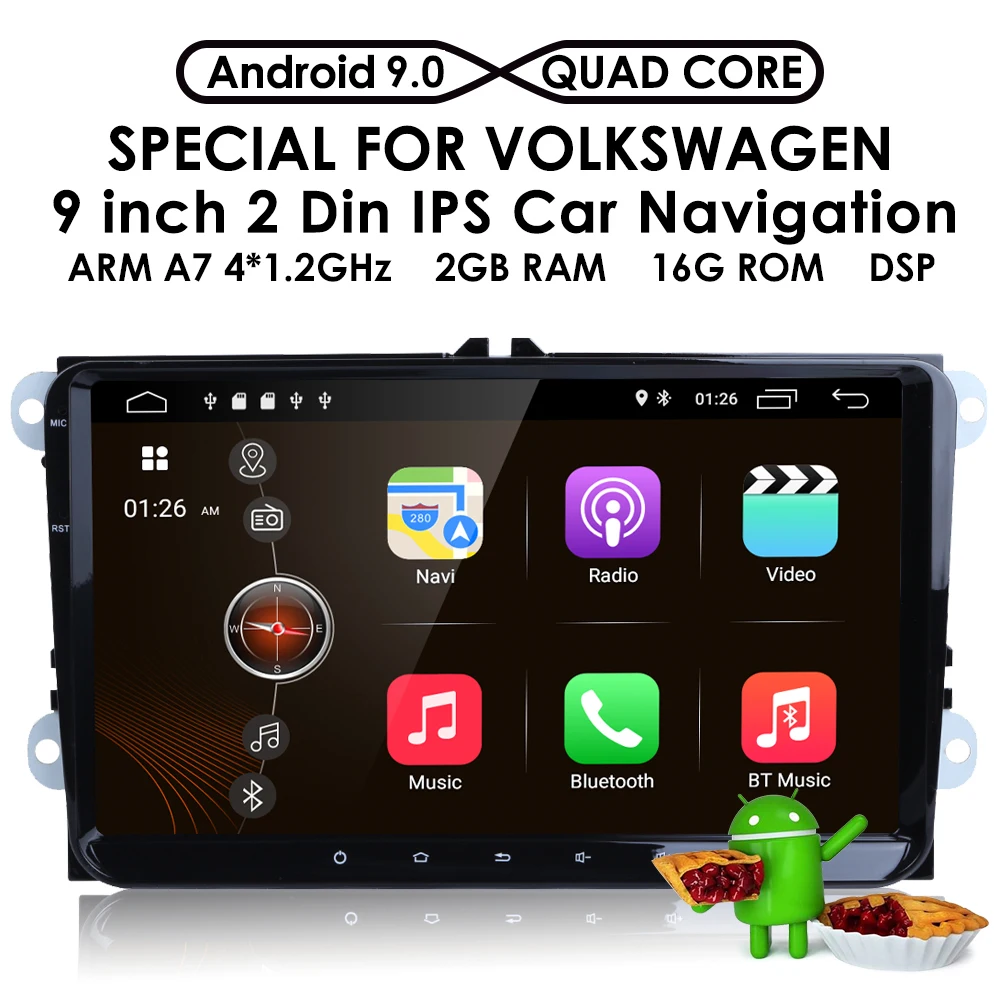 2Din " Android 9,0 автомобильный dvd-плеер стерео радио для VW GOLF 5 Golf 6 Polo Passat CC Jetta Tiguan Touran gps навигация 2G ram 4G