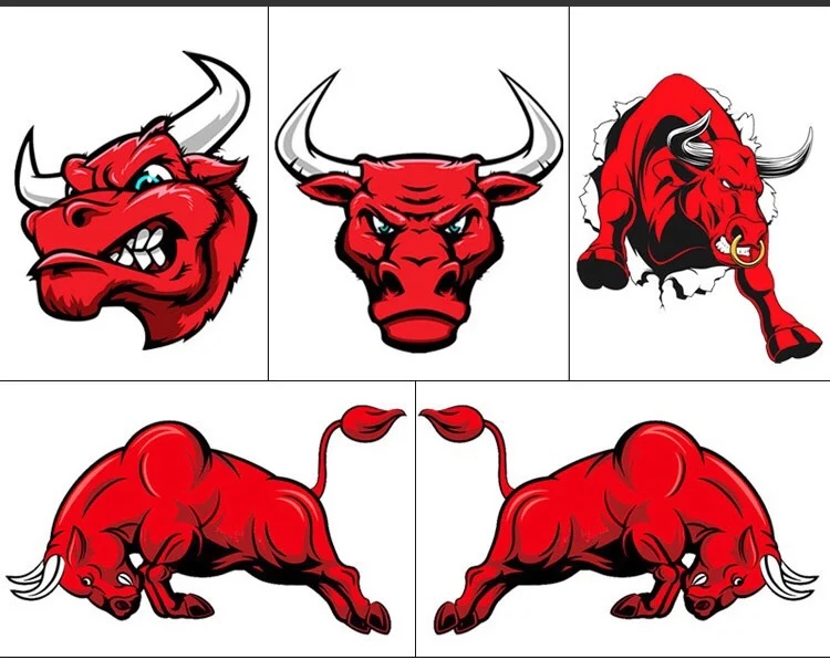 

Angry Bull Head Red Car Sticker Funny Cartoon Car Stickers Creative Personality Auto Automobile Decals Cover Scratch Sticker
