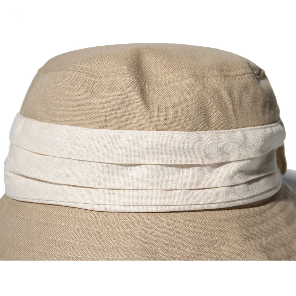 

Cotton Linen Wide Brim Foldable Bucket Hat Woman Summer Vacation Beach Sun Hat Outdoor Travel Large Brim Cap Casual Hiking Cap
