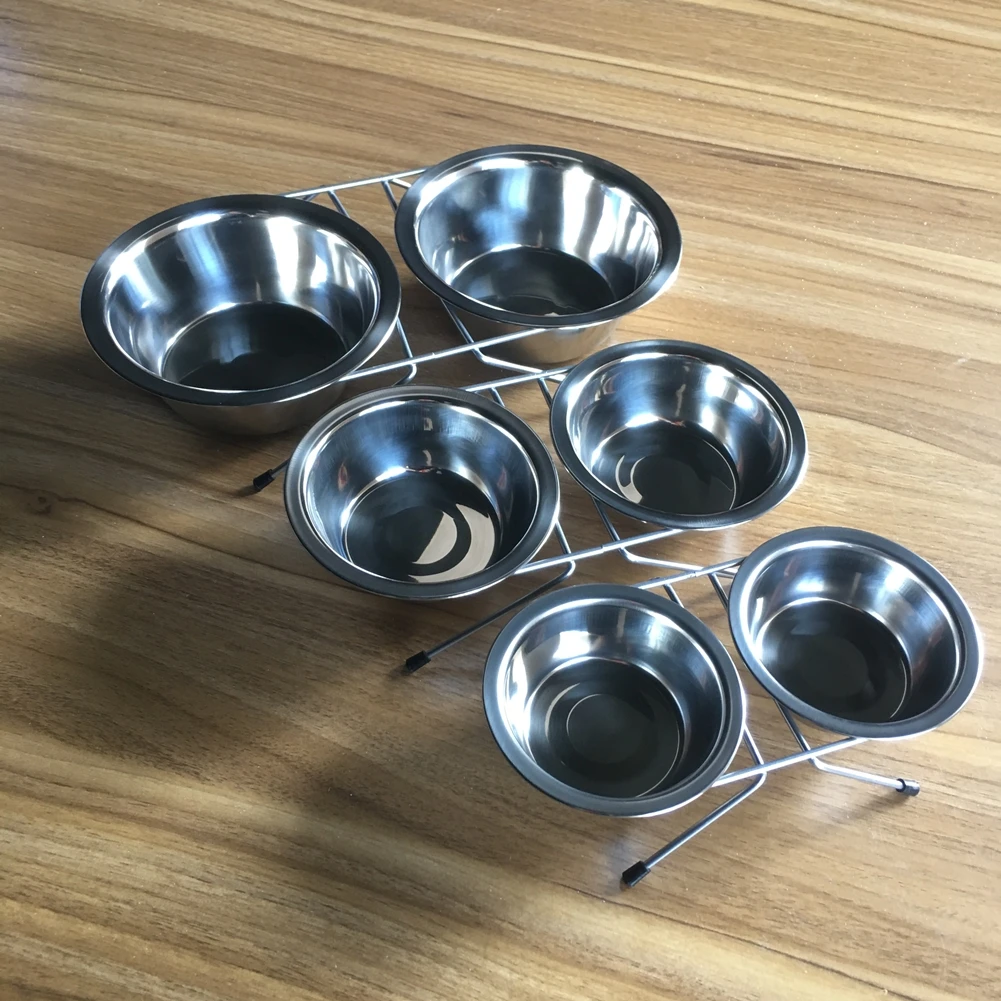 

Dog Bowl Stainless Steel Pet Dogs Cat Double Bowls Durable Iron Stand Food Water Dishes Anti Slip Puppy Feeder Pet Supplies