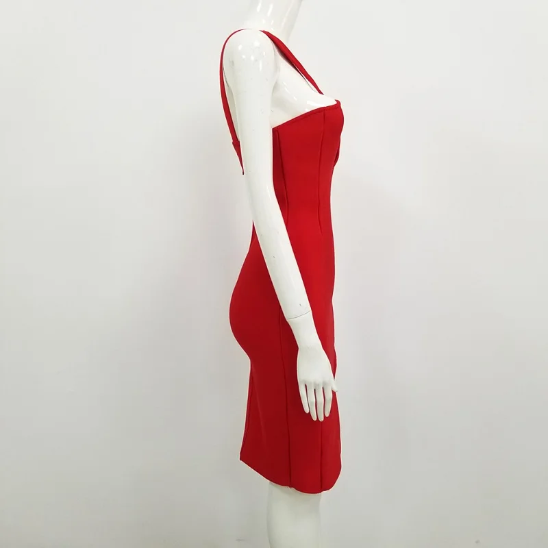 

Sexy Red Spaghetti Strap Hollow Out Summer Dress Bandage Backless Bodycon Fashion Party Women Celebrity Elegant Vestidos 2019