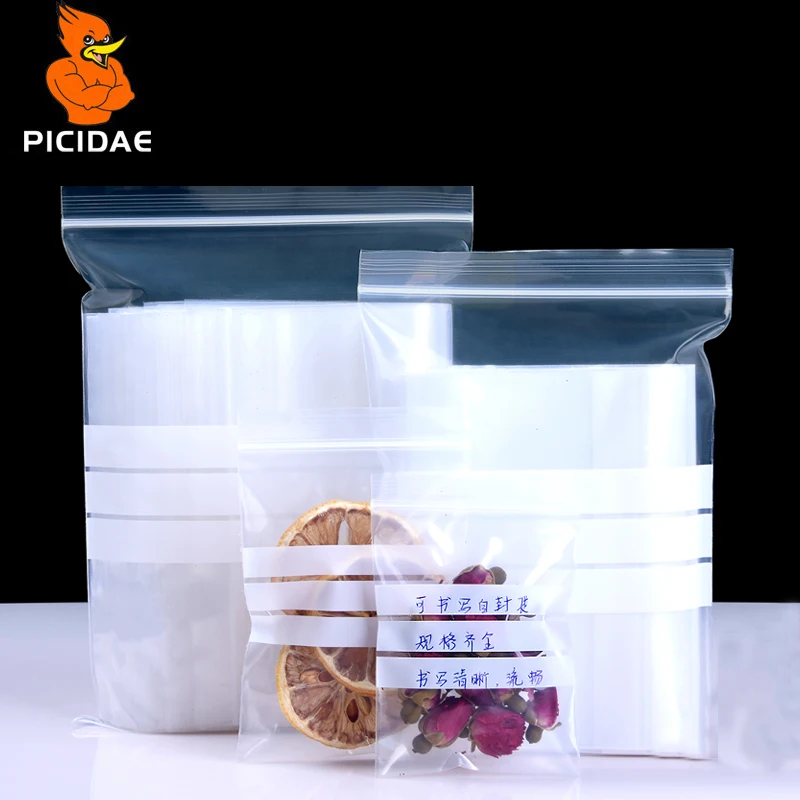 

Writable ziplock reseal Transparent plastic pocket sealed bag food packaging tea storage spicesseasoning medicine sample parts