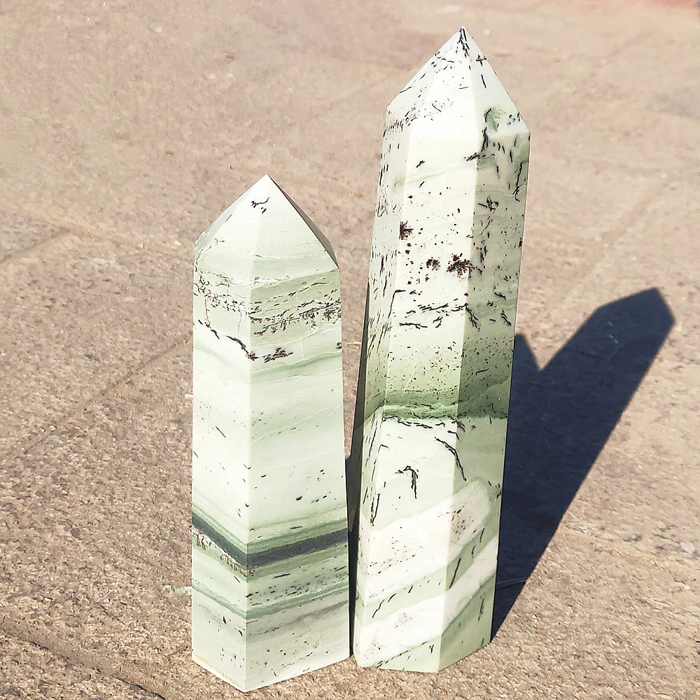 

800g Aquatic Agate Crystal Tower Natural Brews Jade Quartz Point Gemstone Wand Obelisk Healing