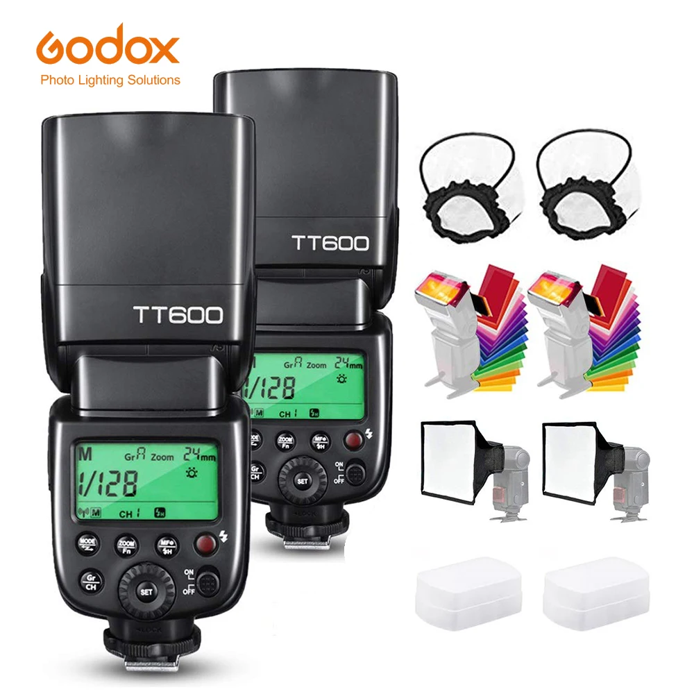 

Godox 2PCS TT600 TT600SCamera Flash High Speedlite 2.4G Wireless GN60 Master/Slave For Canon Sony Nikon Fujifilm Pentax Olympus