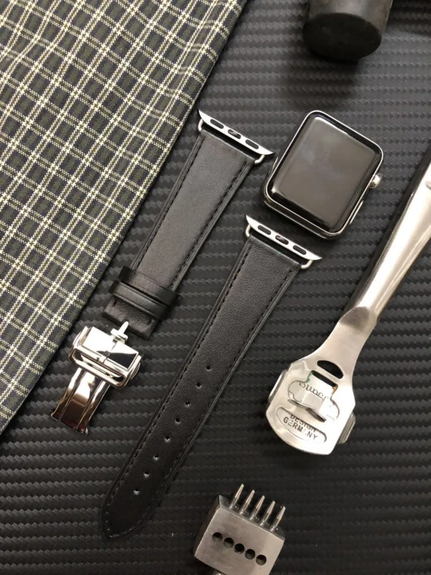 Кожаный ремешок для Apple Watch 4, 3, 2, 1, застежка-Пряжка, браслет для Iwatch 40 мм, 42 мм, 38 мм, 44 мм, ремень для одного тура