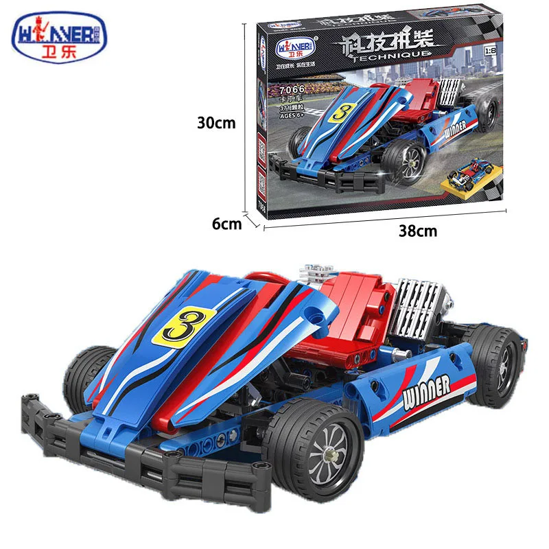1:8 строительные блоки Technic City Racing Car Kart автомобиль обучающий DIY 371 шт Кирпичи