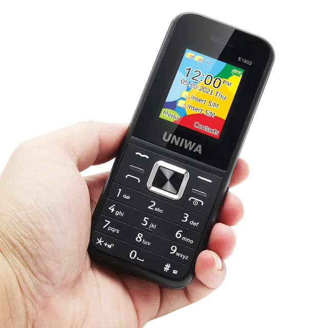 UNIWA E1802 GSM Cellphone 1800mAh Long Standby Wireless FM 1.77 Inch Senior Elder Telephone Push Button Dual SIM Card Phone 4