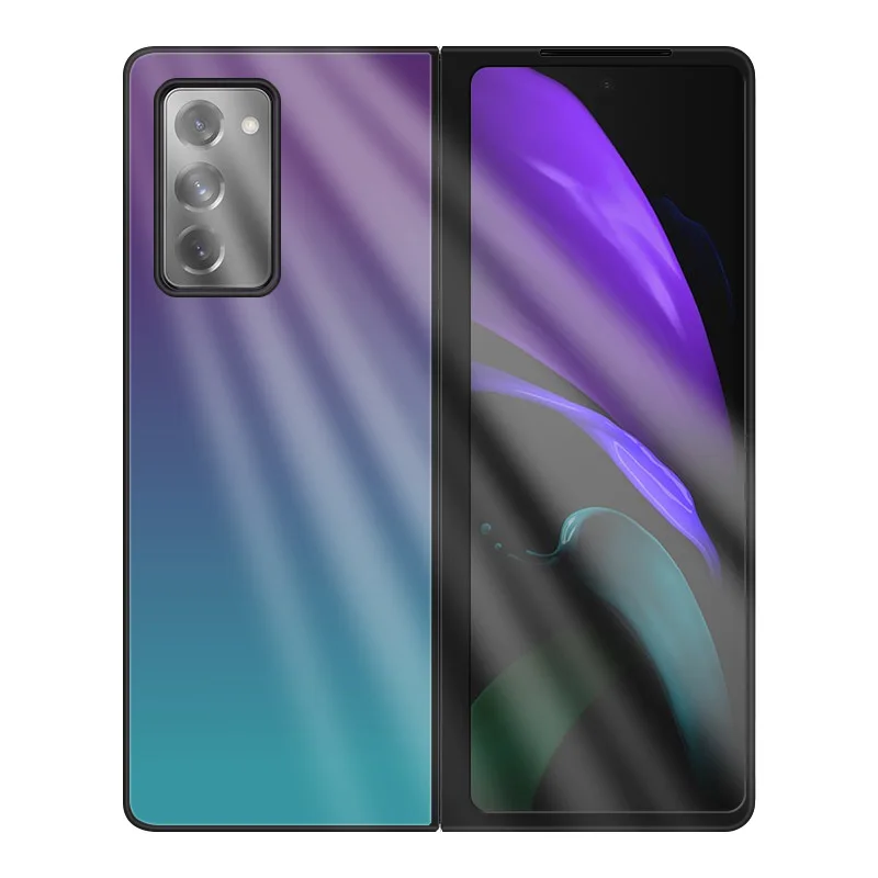 

Чехол Z Fold 3, чехол для Samsung Galaxy Z Fold 3 Z Fold 2, роскошный градиентный чехол из закаленного стекла, чехол для телефона