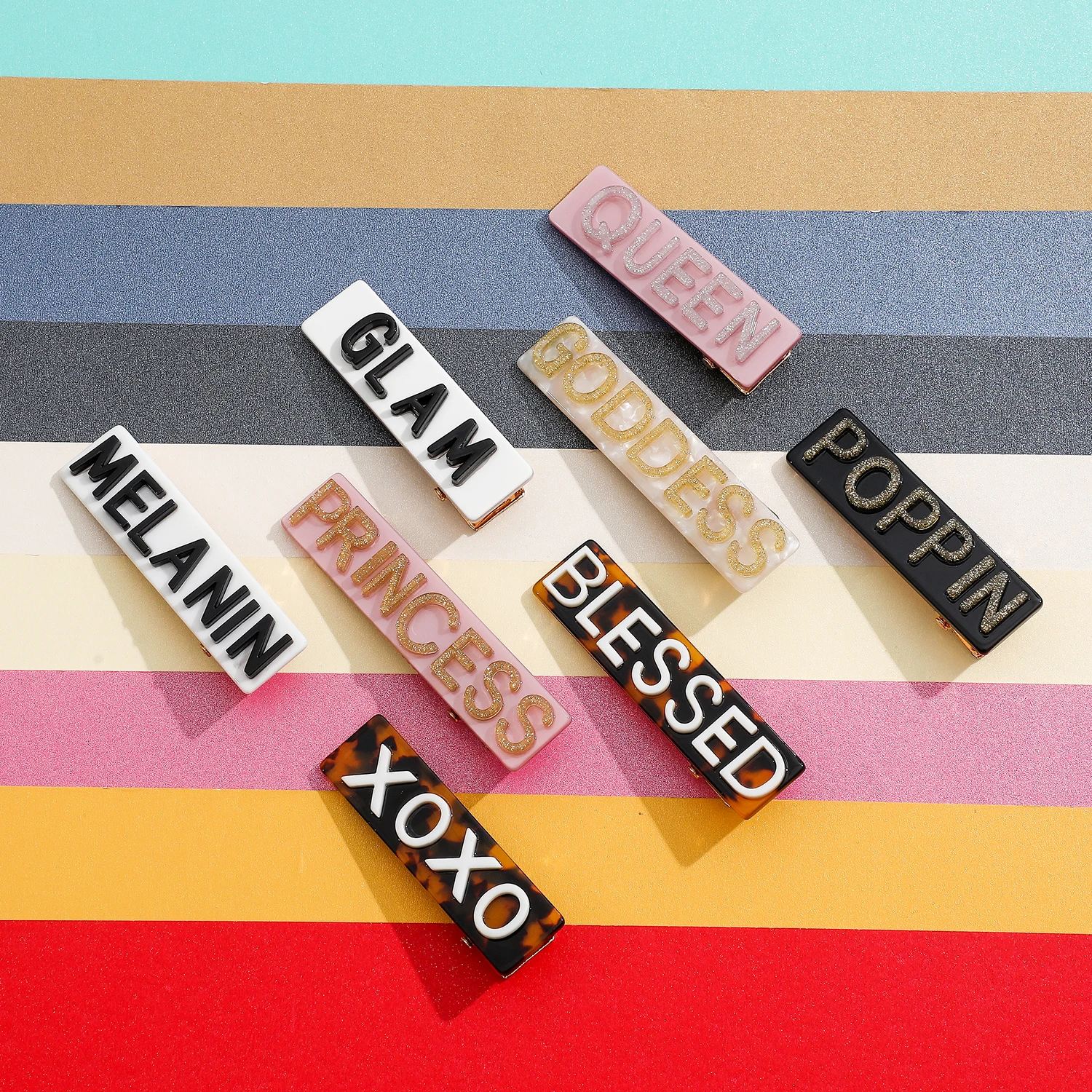 

Ins Hot XOXO QUEEN POPPIN GLAM Elegant Acetate Word Wide Hair clip ligator hair clip Hair Styling Accessories for ladies women