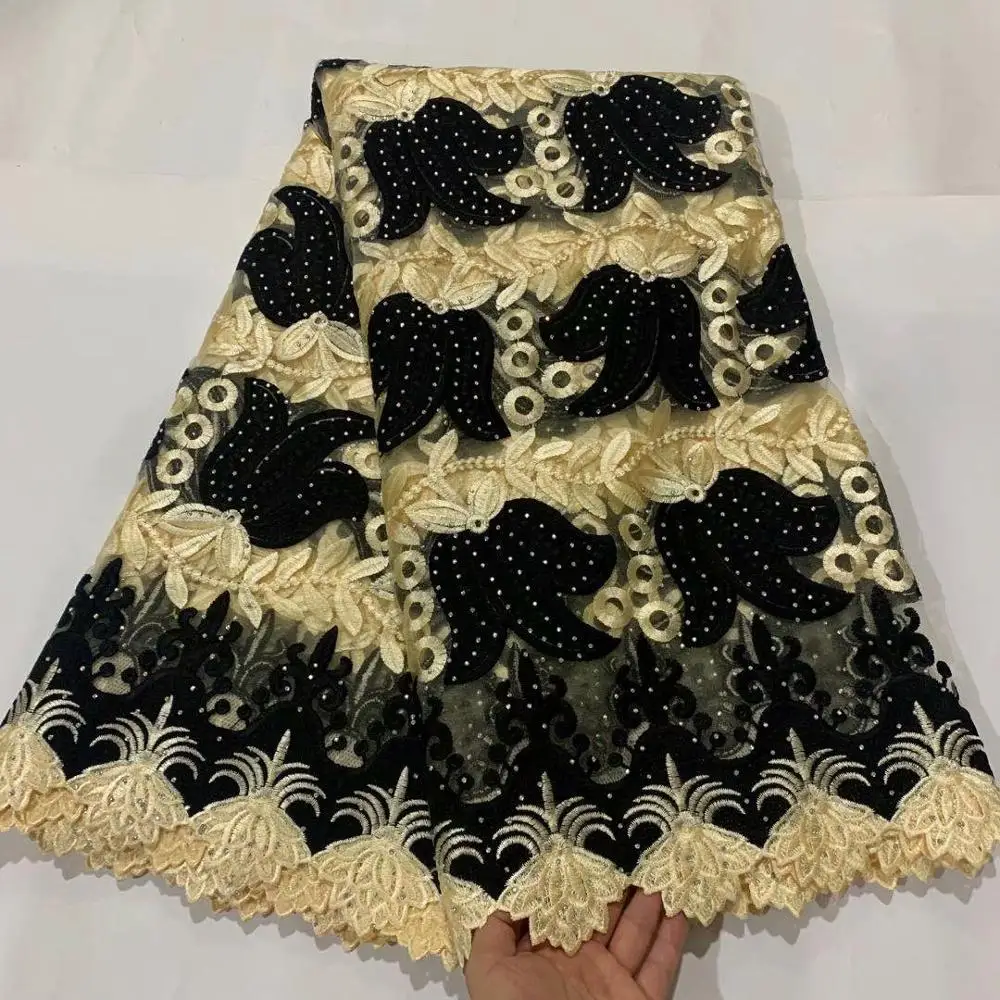 

Pretty Flower Embroidery Tulle Lace Material French Net Lace Fabric For Wedding/Party Dress ZQN320(5Yards/lot)