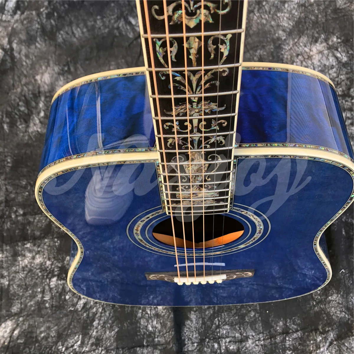 Под заказ 41 дюйм акустическая гитара в синем кленовом стиле Модель D 45 гриф из