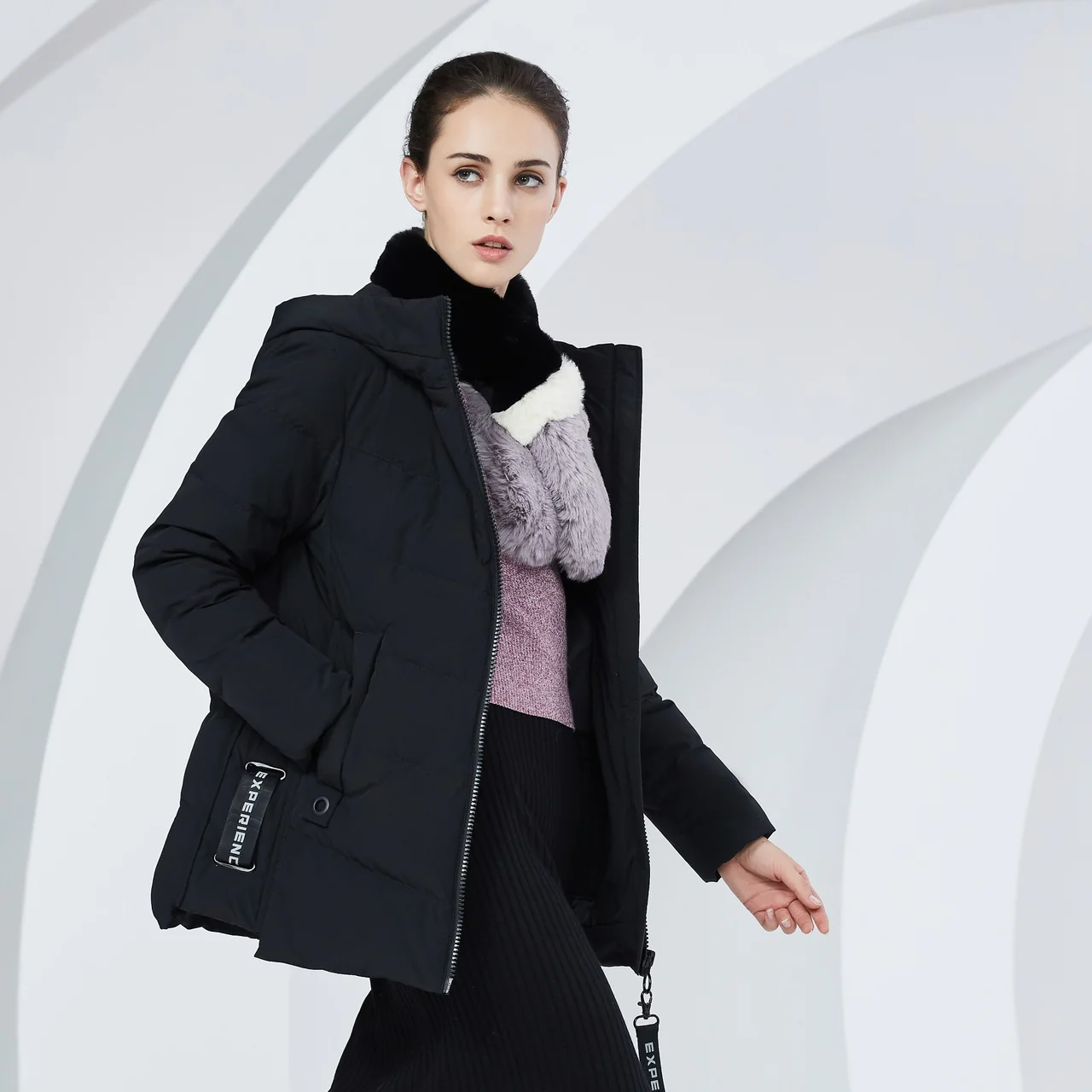 

BOSIDENG зимняя куртка с капюшоном на утином пуху для женщин утепленная верхняя одежда средней длины высокое качество водонепроницаемый большой размер B80141028B