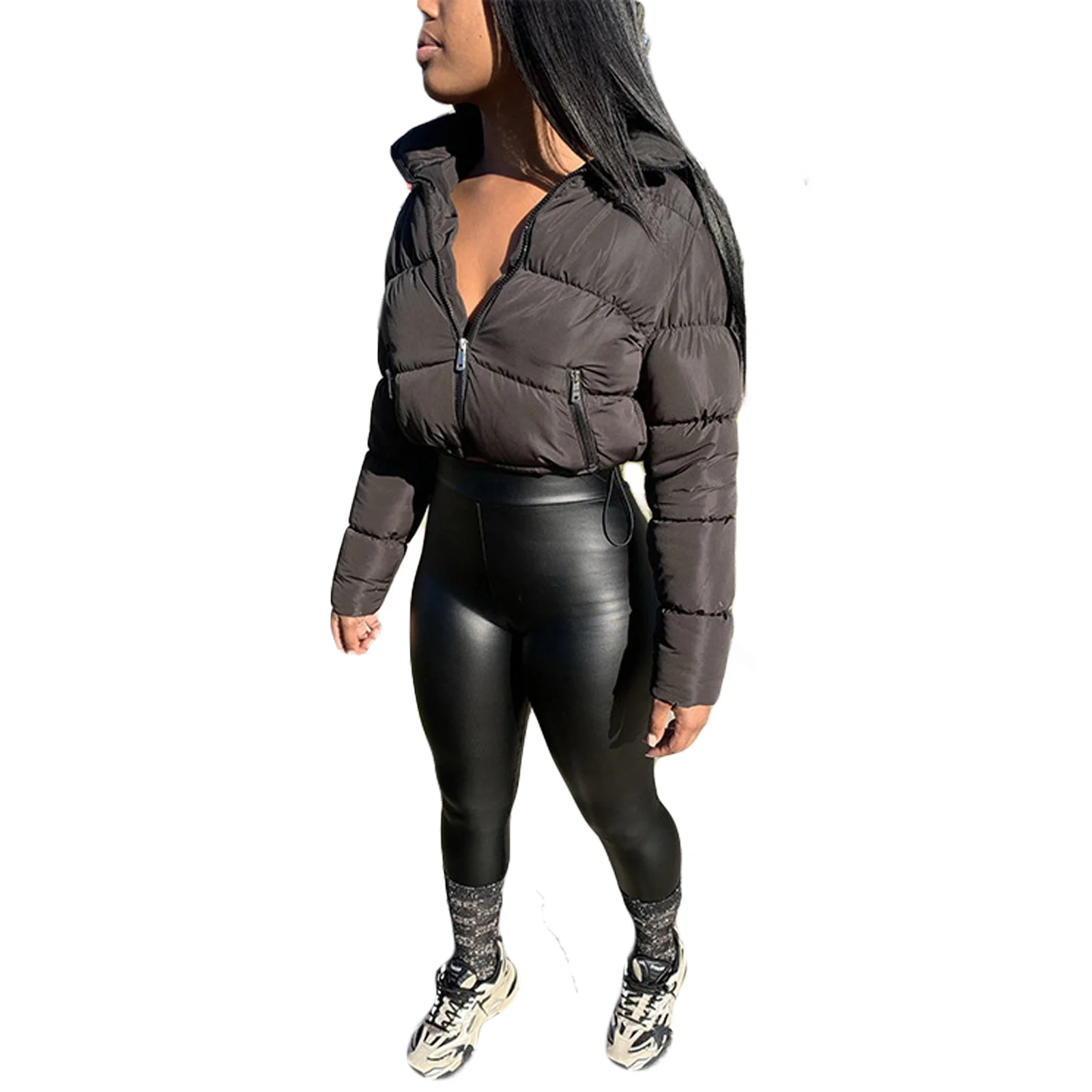 

Пуховик женский зимний однотонный, пуховик, укороченная верхняя одежда большого размера, Размеры S/M/L, 2021