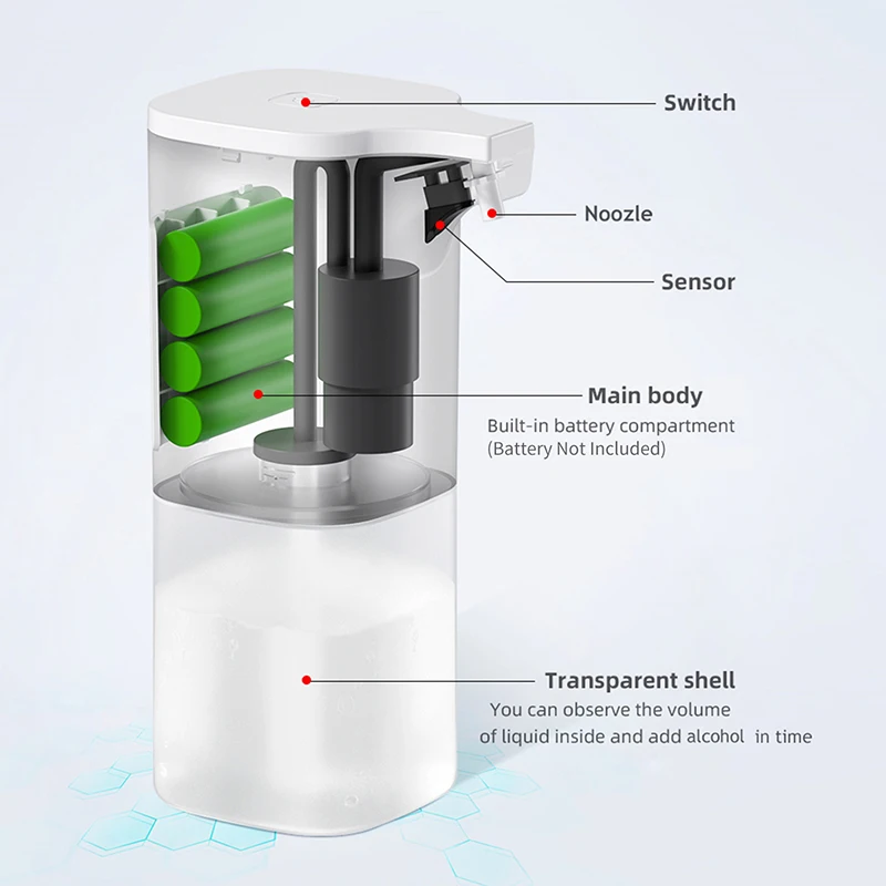 

Home 350mL Automatic Alcohol Dispenser Spray Liquid Soap Dispenser Infrared Sensor Touchless Sanitizer Dispenser