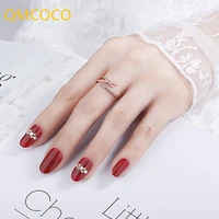 qmcoco simple elegant cross zircon woman ring 2021 korea new arrival silver color design couples ring delicacy accessories