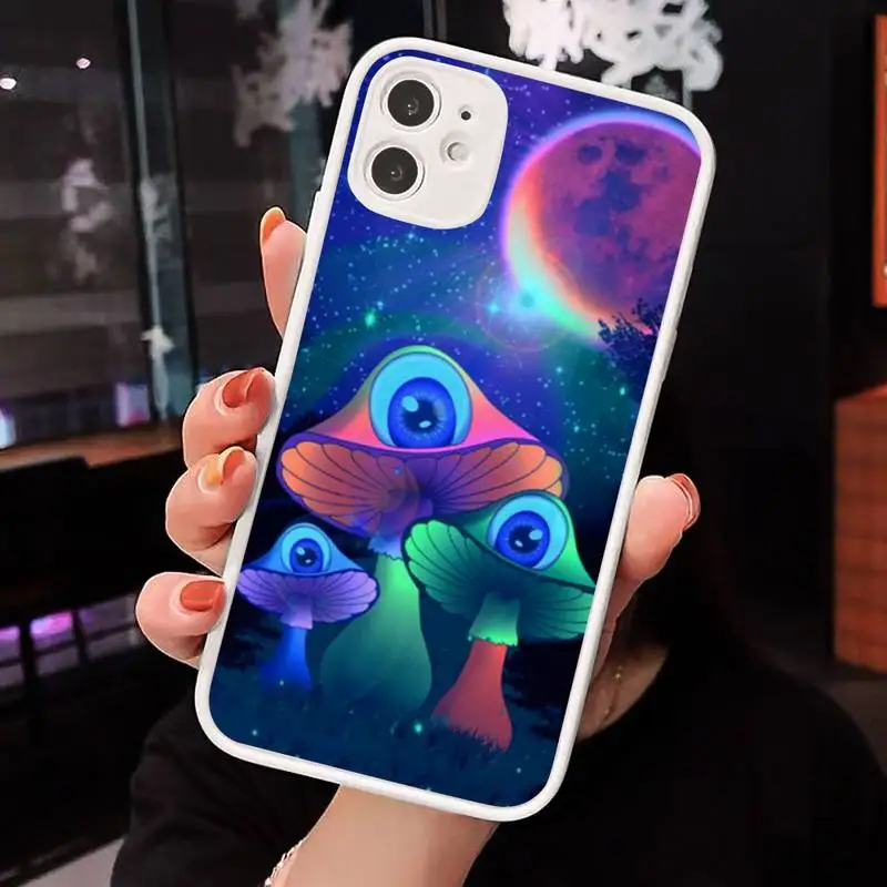 

Weird Trippy Mushroom Psychedelic Art Phone Case Matte Transparent for iPhone 7 8 11 12 s mini pro X XS XR MAX Plus cover funda
