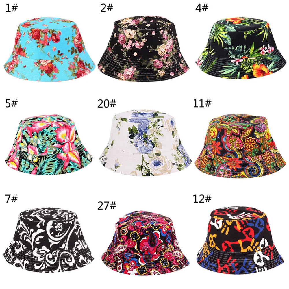 

Newly Floral Sun Hat Bucket Funny Summer Holiday Novelty Beach Cap Fishing Hat Sun Protetion For Men Women