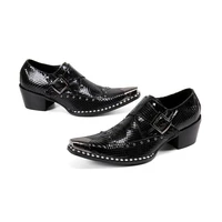 men dress shoes genuine leather crocodile pointed toe shoes black oxford high heels shoes