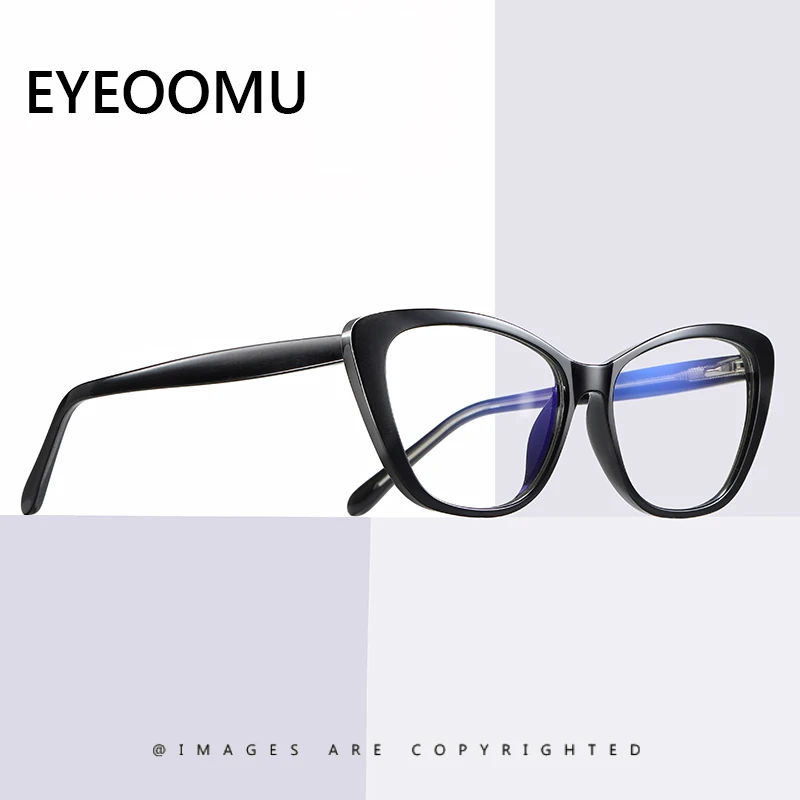 

EYEOOMU 2020 Retro Anti Blue Ray Glasses Women Fashion Cat Eye Computer TR90 Optical Glasses Luxury American Brand Design Frames