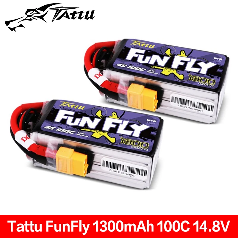 Tattu FunFly 1300mAh 100C 14 8 V 4S1P lipo аккумулятор с XT60 разъемом аксессуары|Аккумуляторы для