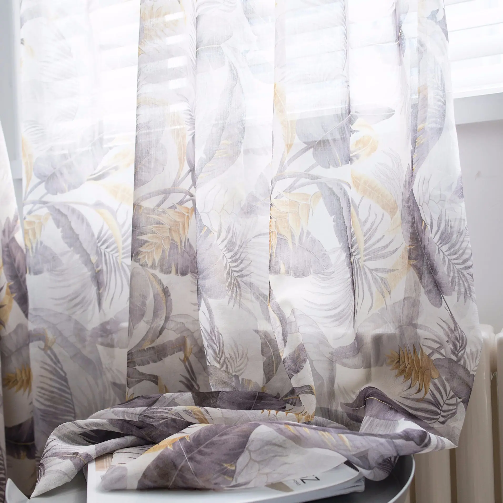 Современные шторы для спальни гостиной модные занавески с принтом листьев