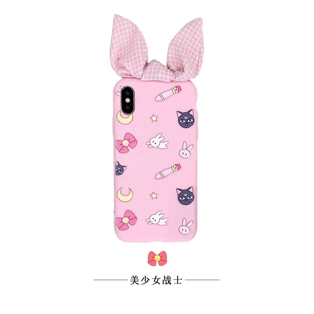 As shown in Чехол для телефона SAM Note 10 с милым 3D рисунком Сейлор Мун для samsung Note8/9/S10/S9 plus/S8/S7 Edge с кроличьими ушками - Цвет: As shown in