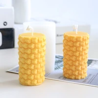 3 honeycomb diamond grid cylinder silicone candle mold for desktop decoration gypsum resin aromatherapy candle silicone mould
