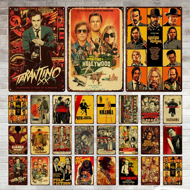 

Quentin Tarantino Movie Tin Sign Retro Poster Metal Sign Plate Bar Club Wall Stickers Vintage Plaque Home Decor Iron Painting