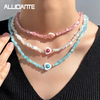 bohemian evil eye heart shell beads necklace for women irregular candy color natural stone bead choker necklace handmade jewelry