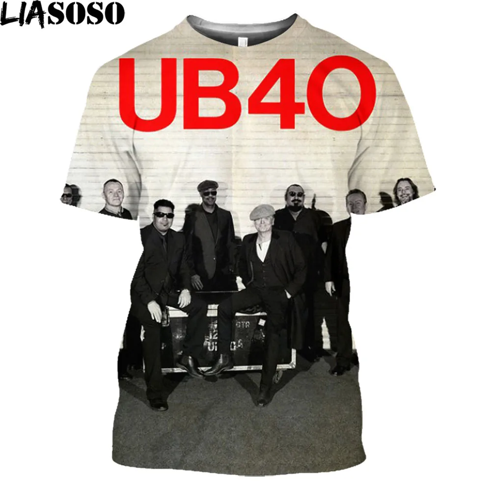Liaseo UB40 футболки с 3D принтом для мужчин и женщин, модная рубашка в стиле регги, в стиле поп, Харадзюку, рубашка в японском стиле, винтажные футболки с рисунком рок и музыки
