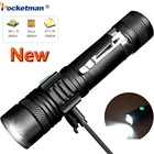 Фонарик Pocketman T6L2V6 светодиодный с зажимом, водонепроницаемый перезаряжаемый фонарь с USB, масштабируемый светильник Ной светильник