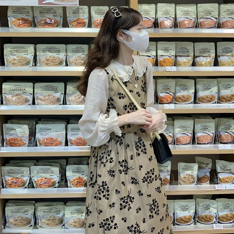 Платье с имитацией двух частей и длинным рукавом женское платье зима 2021 новый