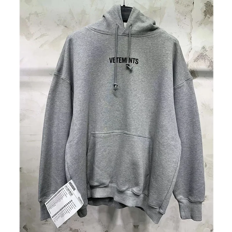 Vetements Толстовка уличная Высокое качество Свободные Большой тег толстовки Осень