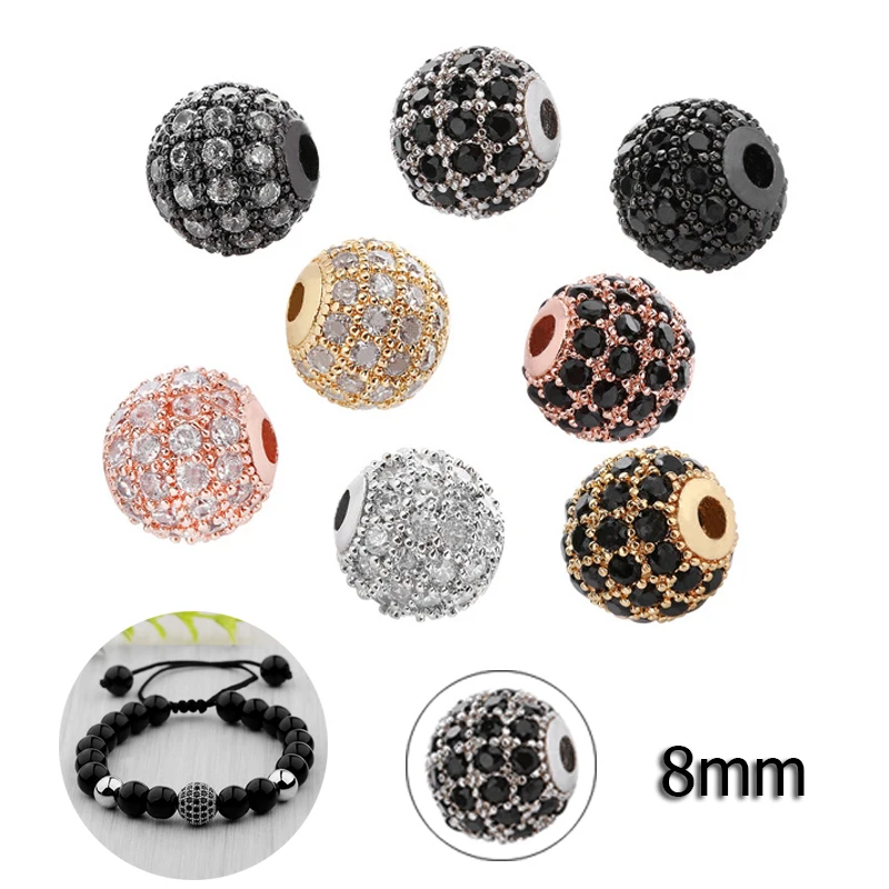 8 мм круглый чешское стекло бусины диско шар Микро циркониевые амулеты Медь