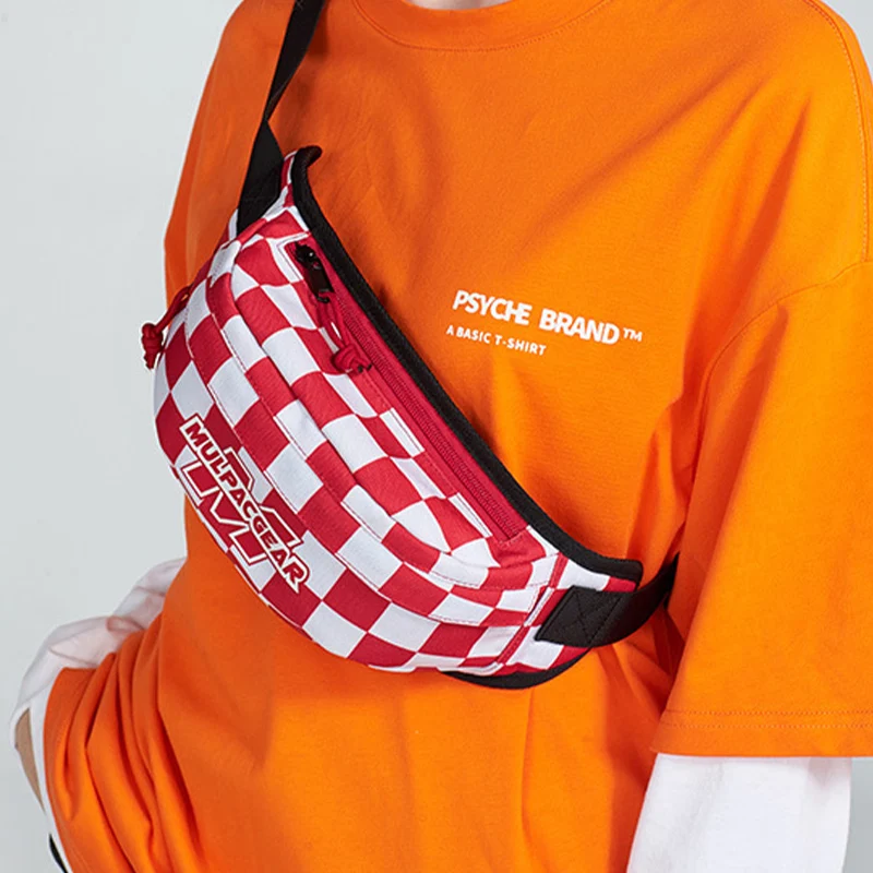 REJS Fanny Pack Waist Bag Male Man Trendy Design Fashion Hip Bum Bag Couple Small Purse Chess Pattern Plaid Young Marsupio Uomo