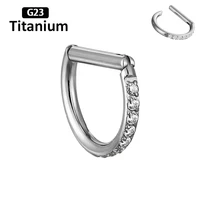 16g g23 titanium piercing d shape zircon nose ring lip stud clicker septum piercing earrings cartilage tragus helix body jewelry