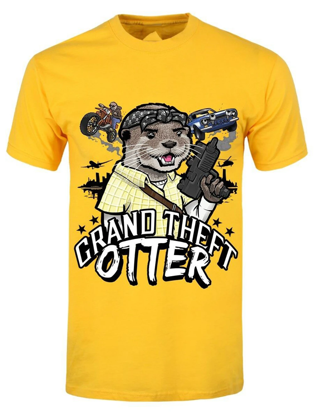Мужская Желтая футболка большого размера Grand Theft Otter? Футболка|Мужские футболки| |
