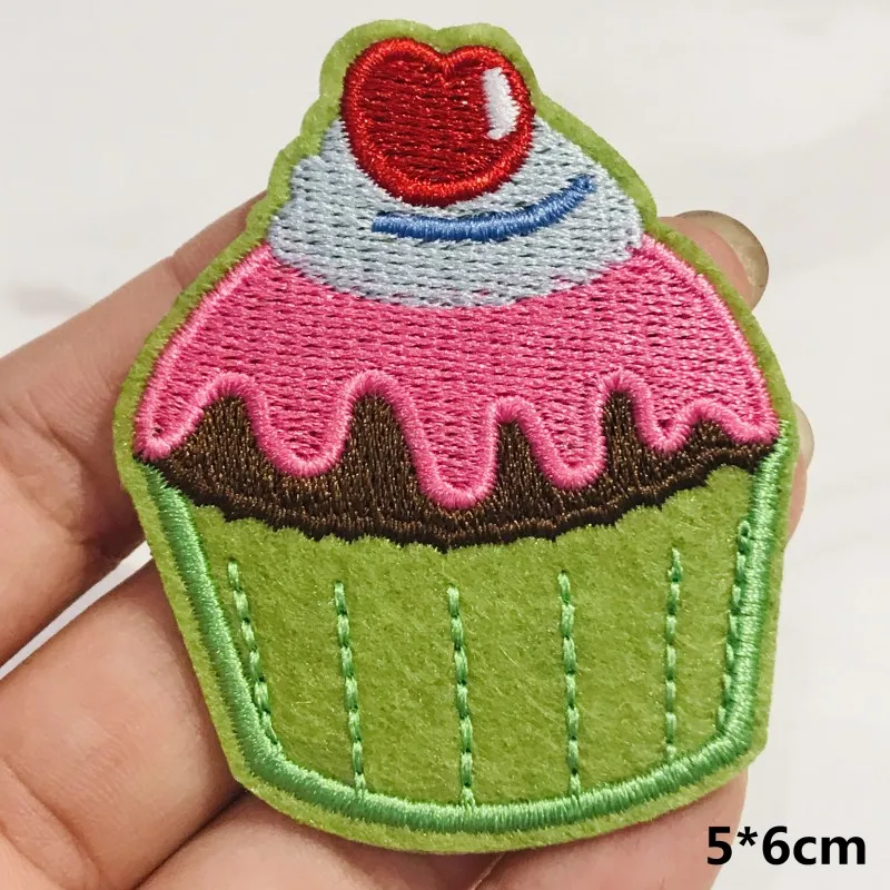 1 шт. нашивки с вышивкой пирожных для футболок аппликации в полоску одежда