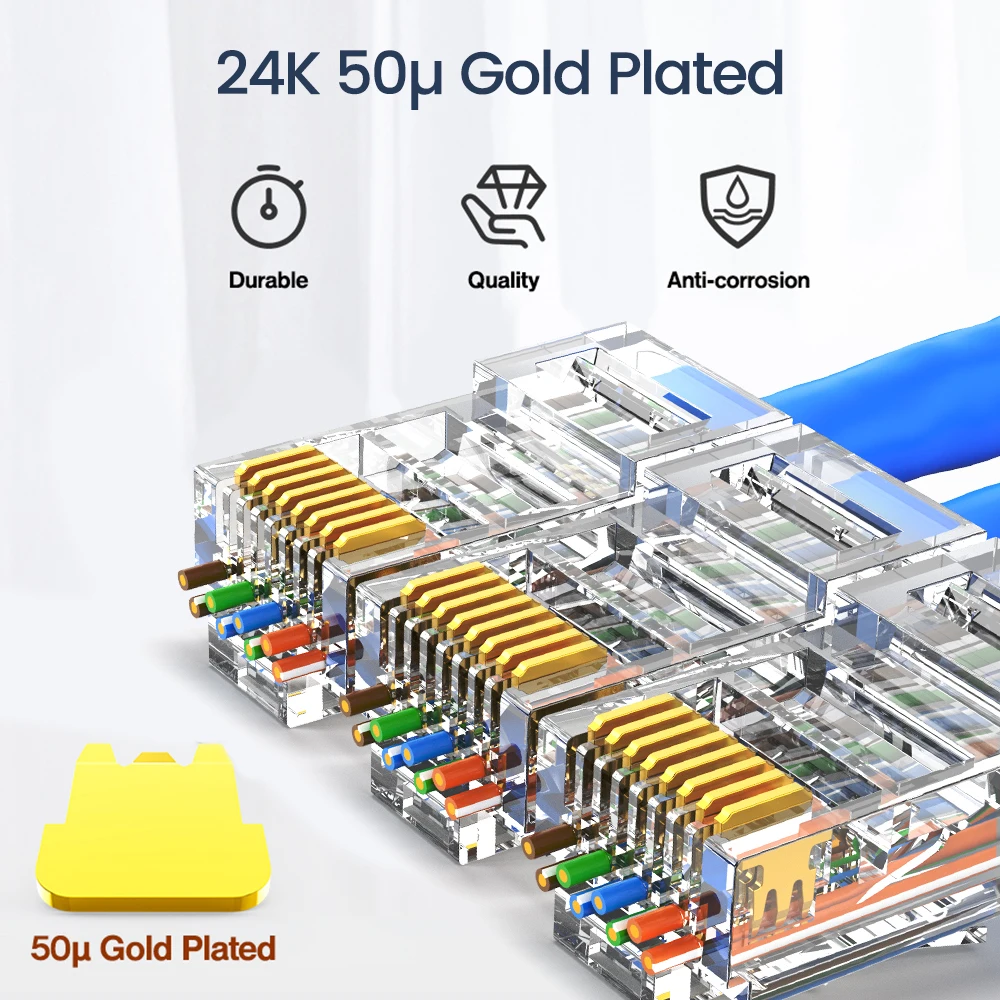 AMPCOM CAT6 CAT5E проходят через RJ45 Модульные штепсельные сетевые разъемы UTP 3/50μ