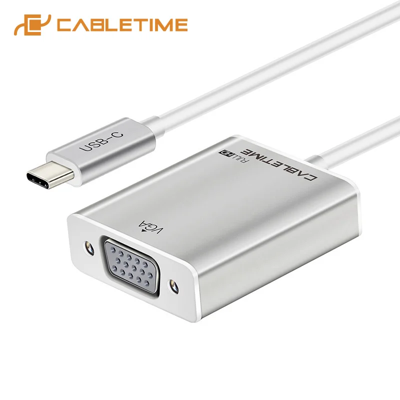Новый адаптер CABLETIME USB Type C VGA кабель в конвертер 3 1 для Macbook Chromebook Lumia Pixel Dell