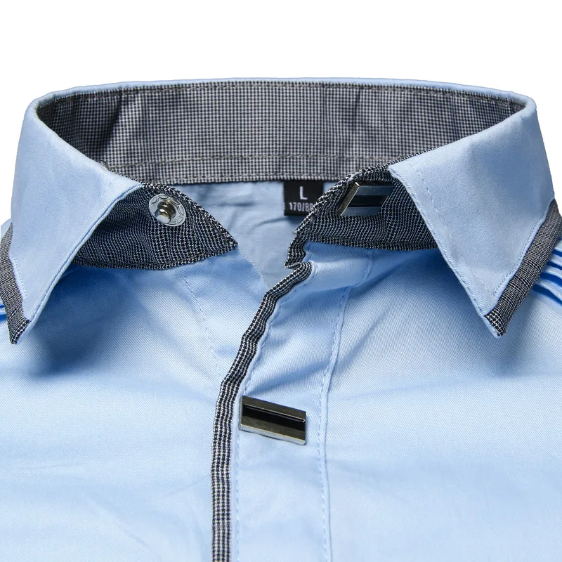 Мужская рубашка из 100% хлопка брендовая Новинка мужские рубашки с металлическими