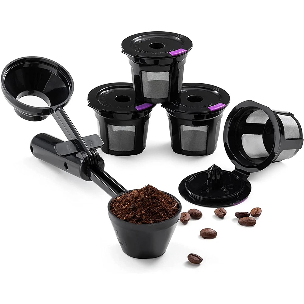 

Reusable K Cup Coffee Filters Set 4 Pack K Cup Coffee Pod Filters with 2 Tbsp Coffee Scoop with Keurig 1.0 and 2.0