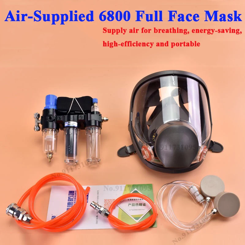 3 In 1 Air Supply 6800 Full Mask Chemcial Function Supplied Air Fed Safety Respirator System for Painting Formaldehyde Dustproof