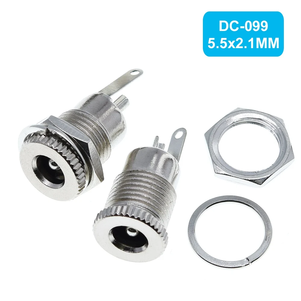 1 шт. DC099 5 мм x 2 DC Мощность разъем Женский Панель крепление металлический DC-099