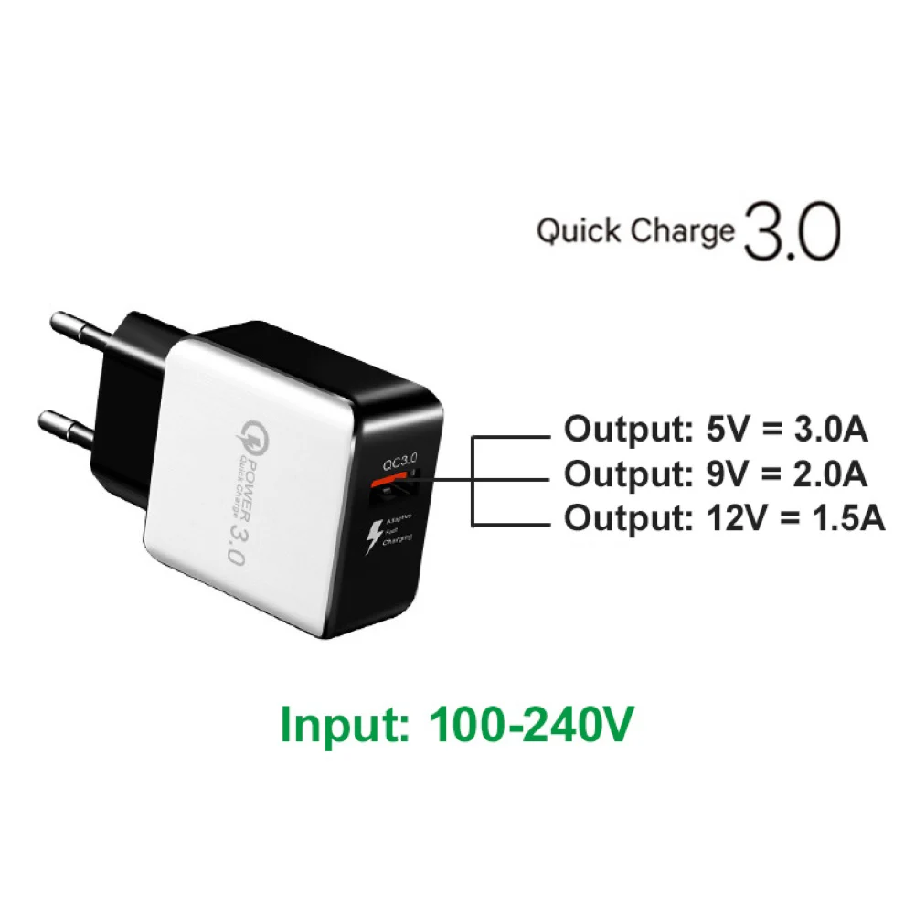 portable home travel single quick charge 3 0 usb wall plug in ac charger adapter for phone tablet universal ac power charger free global shipping