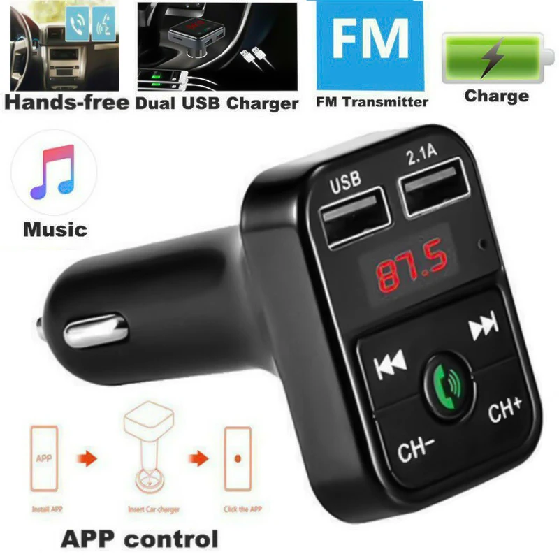 

1 шт., автомобильный беспроводной FM-трансмиттер с двумя USB-портами