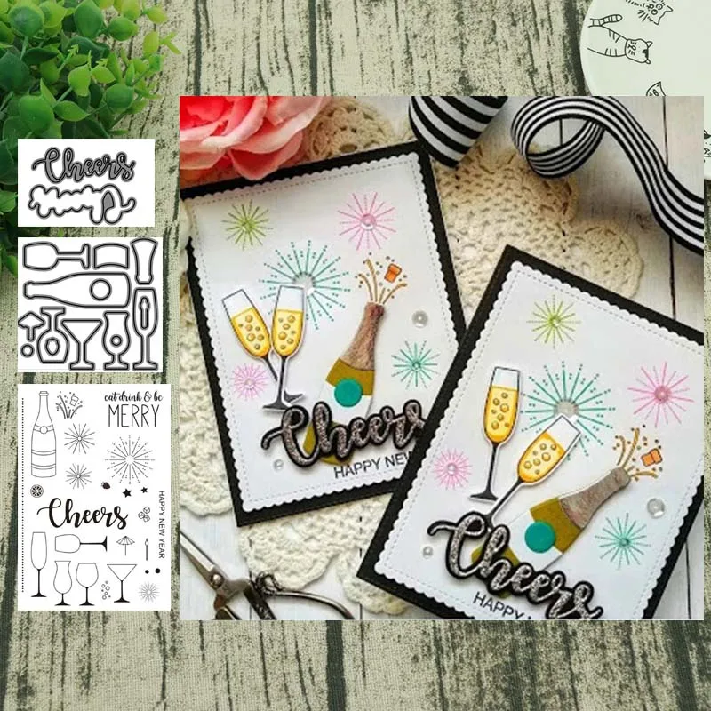 Cherrs вам металлический Трафаретный вырубной штамп и прозрачные наклейки