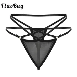 Женские эротические прозрачные бриджи с низкой посадкой, мини стринги с перекрестными бретелями, трусики без бретелек, горячее сексуальное нижнее белье