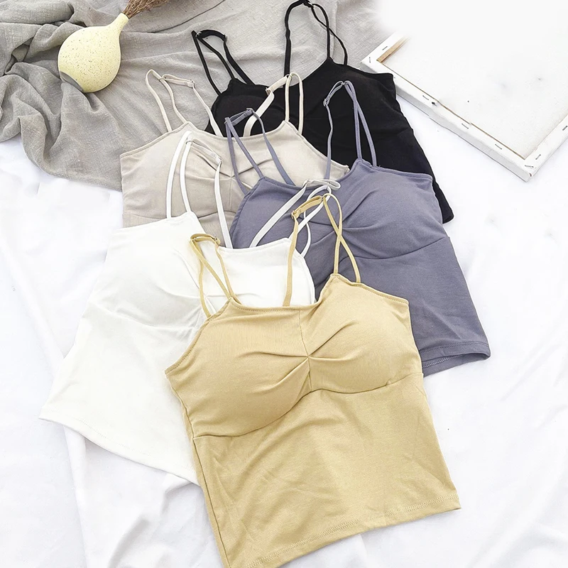 

Women Beauty Back Camis Sports Bra Slim Fit Solid Color Crop Tops Spaghetti Tanke Top Sleeveless Slim Fit Camis Solid Color